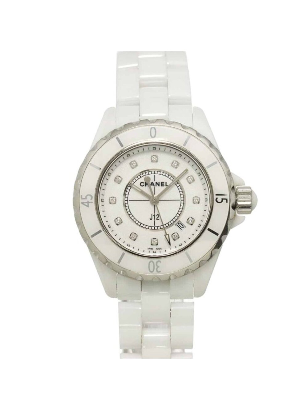 Chanel 33 Watch Diamond Date White Ceramic Quartz